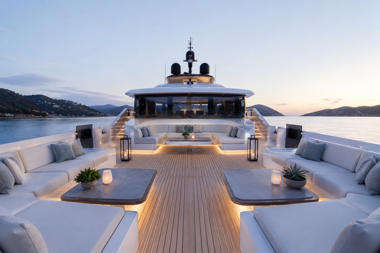 Luxury yacht at a marina
